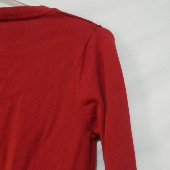 EDC By ESPRIT | medium | Elegant Red V-Neck Sweater | Stitched Logo On Sleeve - Picture 13 of 15